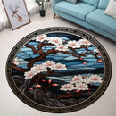 Japan Circle Cherry Blossom Stained Glass Round Rug