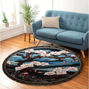 Japan Circle Cherry Blossom Stained Glass Round Rug