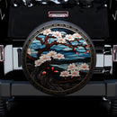 Japan Cherry Bloosom Stained Glass Car Spare Tire Cover