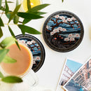 Japan Cherry Blossom Stained Glass Drink Coasters