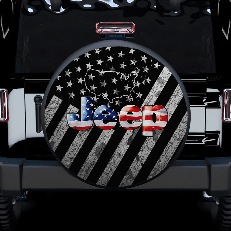 Jeep US American Flag Car Spare Tire Covers Gift For Campers