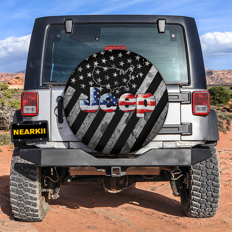 Jeep US American Flag Car Spare Tire Covers Gift For Campers