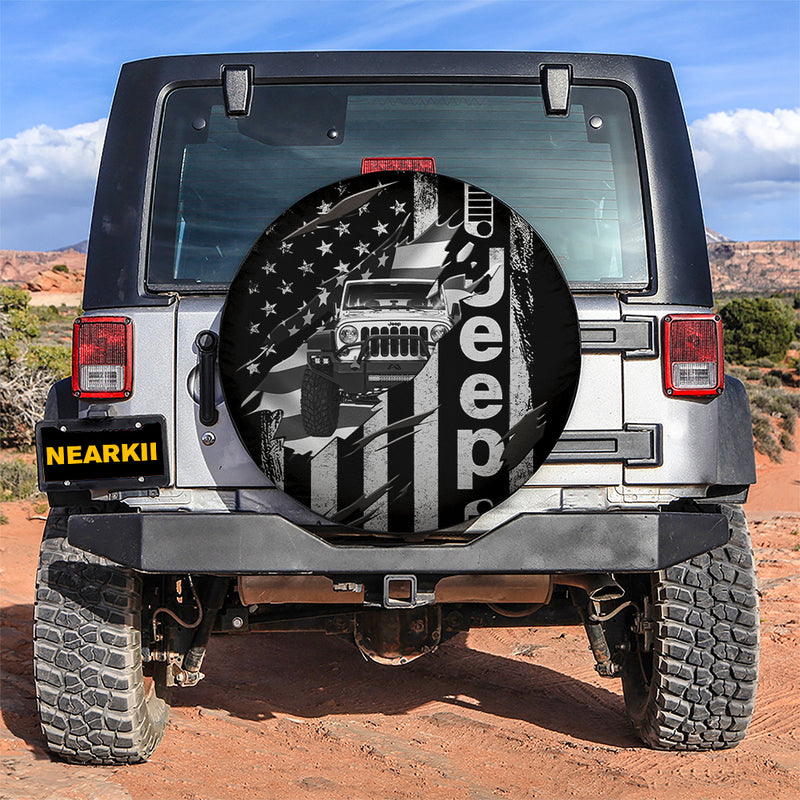 Jeep US Flag Car Spare Tire Covers Gift For Campers