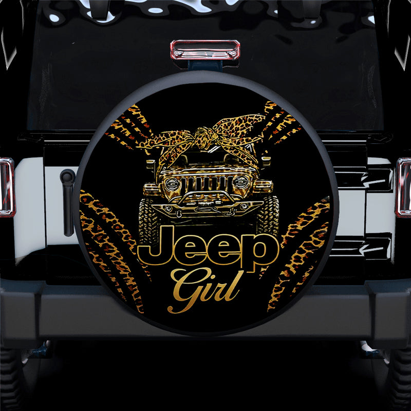 Jeep Girl Leo Texture Car Spare Tire Covers Gift For Campers