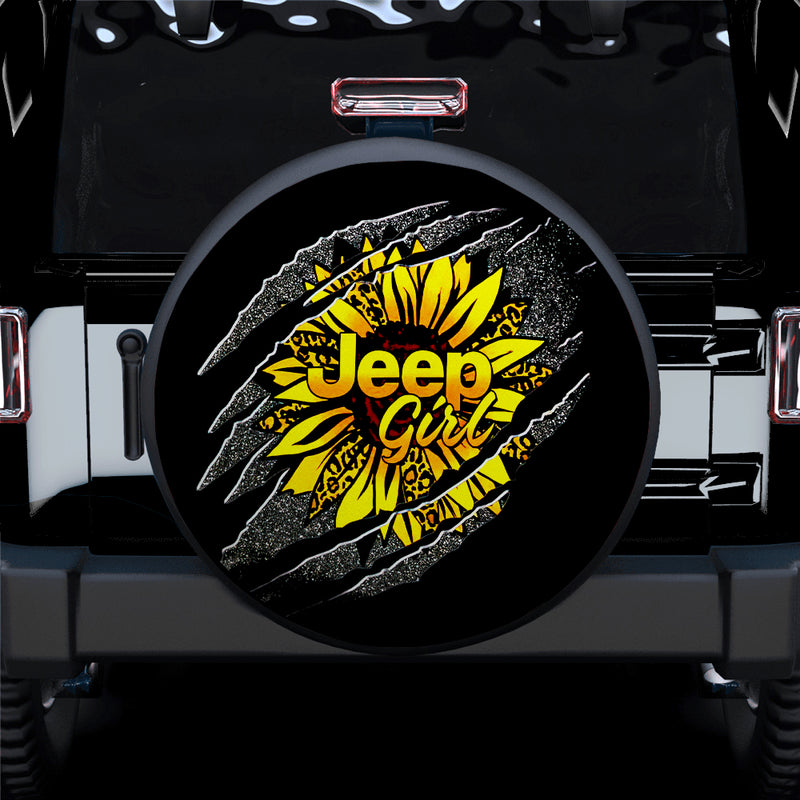 Jeep Girl Sunflower Car Spare Tire Covers Gift For Campers