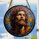 Jesus Christian Round Stained Glass Window Hanging Panel Suncatcher