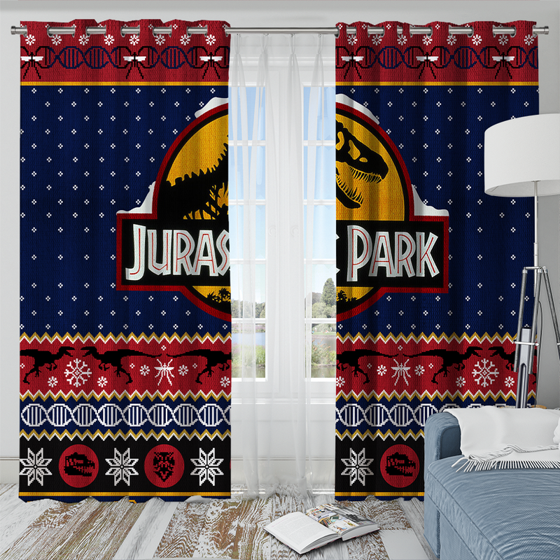 Jurassic Park 1 Christmas Window Curtain