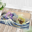 Kid Buu Vs Goku Dragon Ball The Great Wave Japan Doormat Home Decor