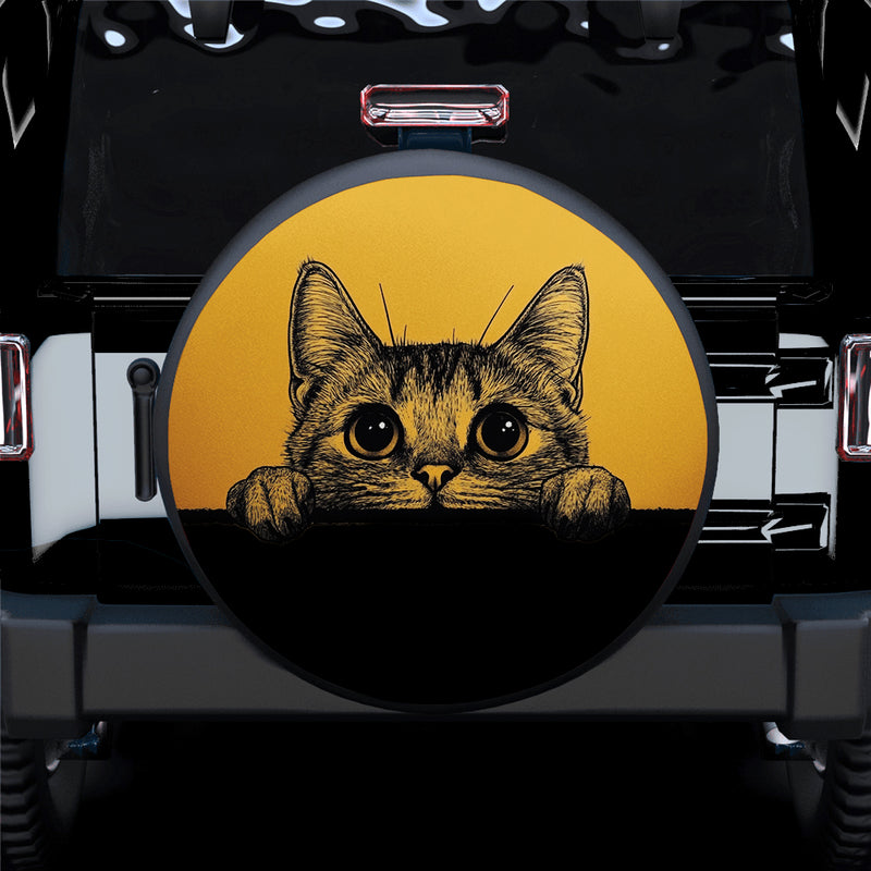 Kitty Peeking Wall Car Spare Tire Cover