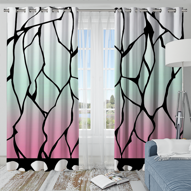 Shinobu Butterfly Pattern Demon Slayer Kimetsu No Yaiba Anime Window Curtain