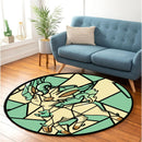 Leafeon Eevee Evolution Stained Glass Round Rug