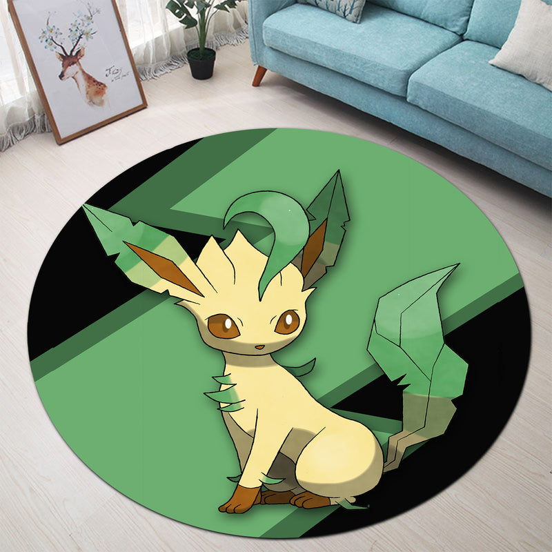 Leafeon Eevee Evolution Pokemon Round Carpet Rug Bedroom Livingroom Home Decor