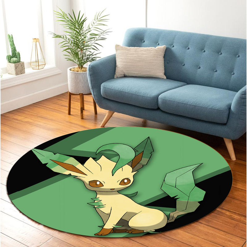 Leafeon Eevee Evolution Pokemon Round Carpet Rug Bedroom Livingroom Home Decor