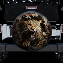 Leopard Attacking Through A Brick Wall In The Style Car Spare Tire Cover