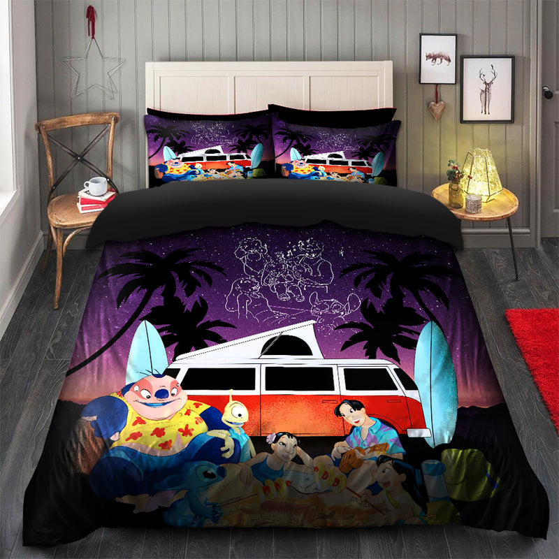 Night Camping Lilo Stitch Bedding Set Duvet Cover And 2 Pillowcases