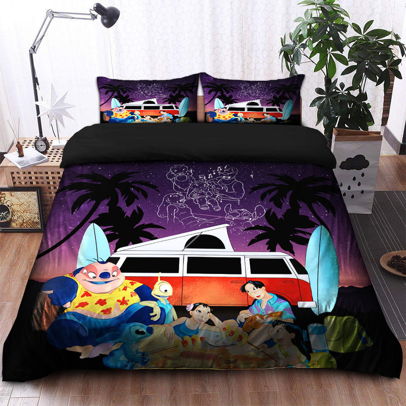 Night Camping Lilo Stitch Bedding Set Duvet Cover And 2 Pillowcases