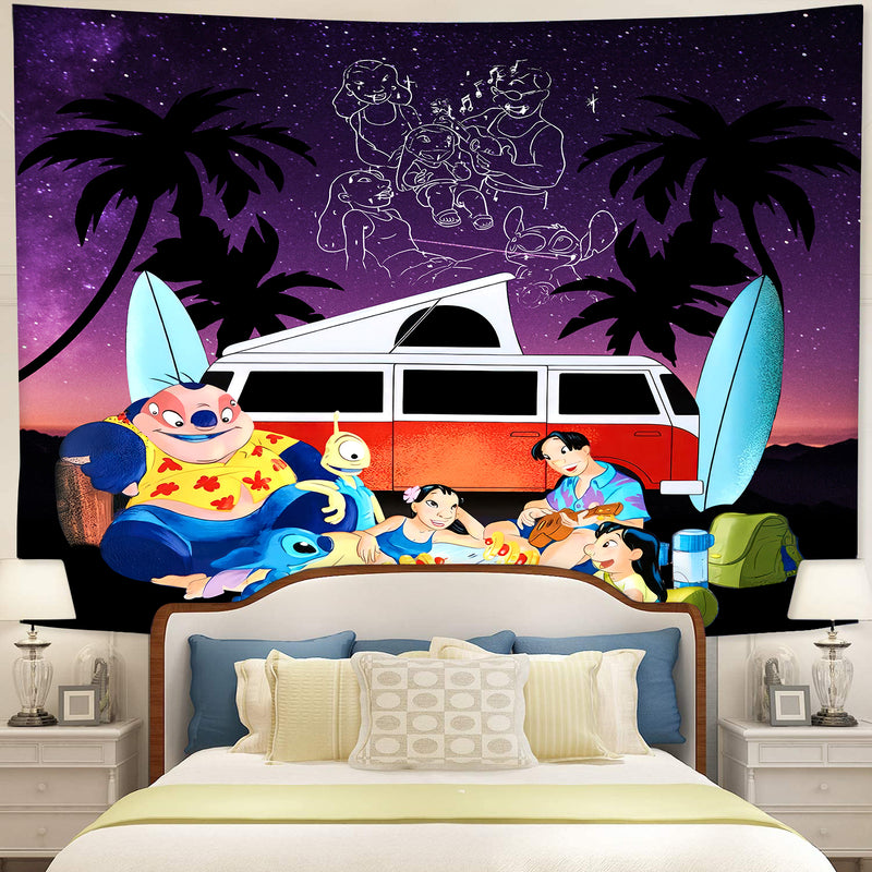 Lilo And Stitch Camping Chill Night Tapestry Room Decor
