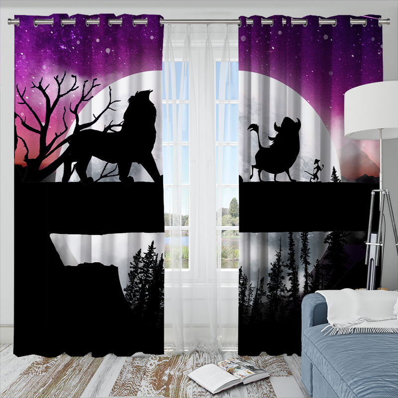 Lion King Moon Night Background Window Curtain