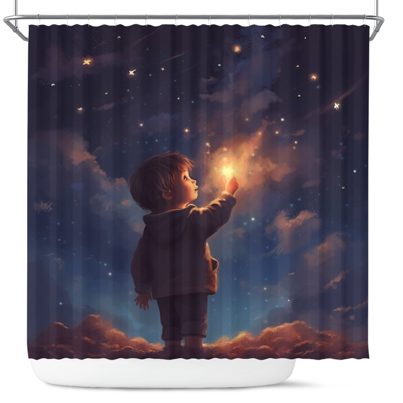 Little Boy With Night Star Shower Curtain