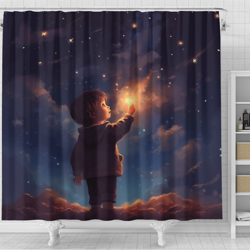 Little Boy With Night Star Shower Curtain