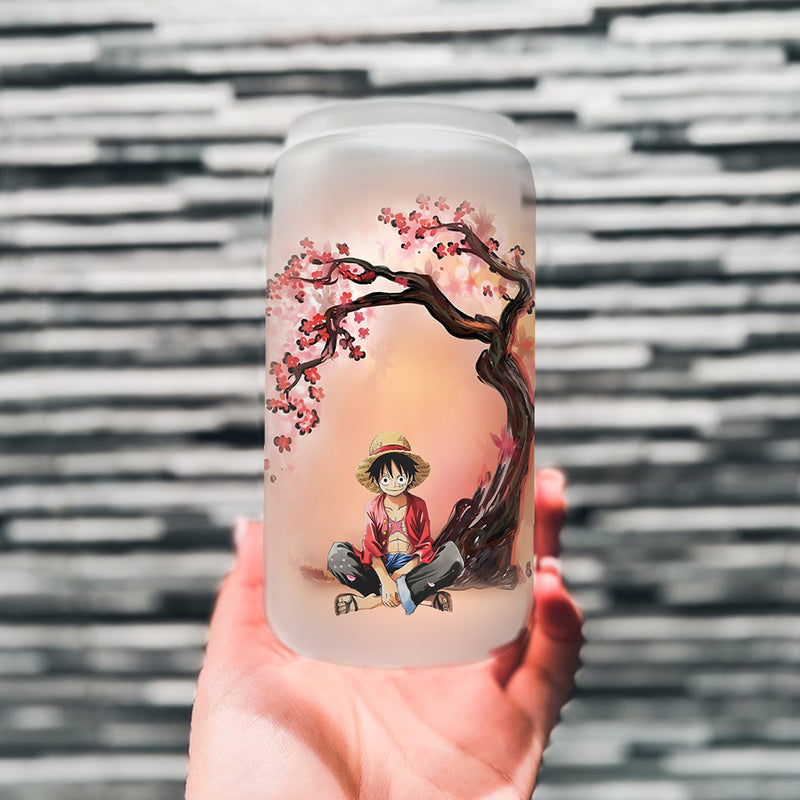 Luffy One Piece Anime Cherry Blossom Glass Can
