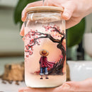 Luffy Stand One Piece Cherry Blossom Japan Style Glass Can