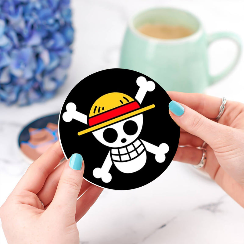 Luffy One Piece Icon Skull Ceramic Drink Coasters