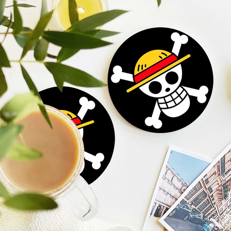 Luffy One Piece Icon Skull Ceramic Drink Coasters