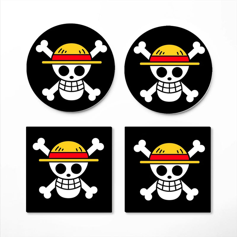 Luffy One Piece Icon Skull Ceramic Drink Coasters