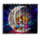 Mario Couple Love You To The Moon Galaxy Window Curtain