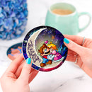 Mario Couple Love You To The Moon Galaxy Ceramic Drink Coasters