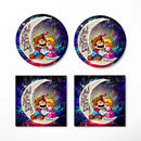 Mario Couple Love You To The Moon Galaxy Ceramic Drink Coasters