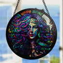 Medusa Round Stained Glass Window Hanging Panel Suncatcher