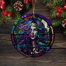 Medusa Snakes Women Mask Stained Glass Mica Ornament Perfect Gift For Holiday