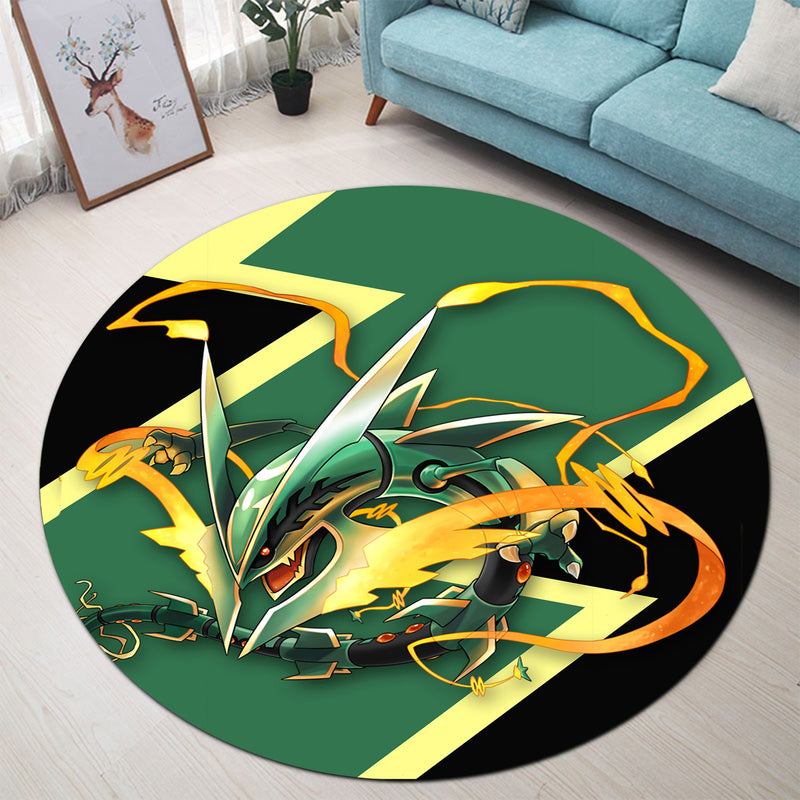 Mega Rayquaza X Pokemon Round Carpet Rug Bedroom Livingroom Home Decor
