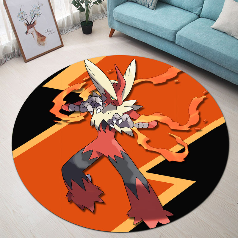 Mega Blaziken Pokemon Round Carpet Rug Bedroom Livingroom Home Decor