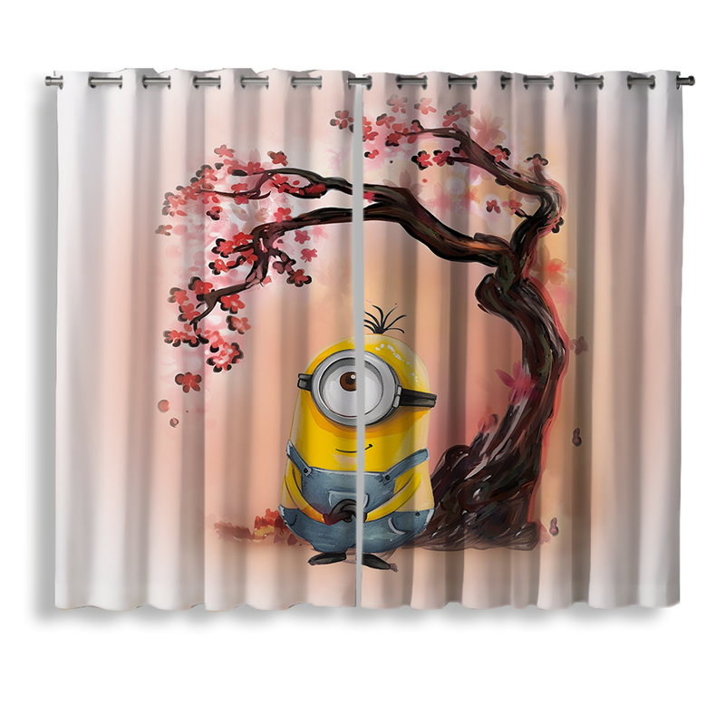 Minion Cherry Blossom Window Curtain