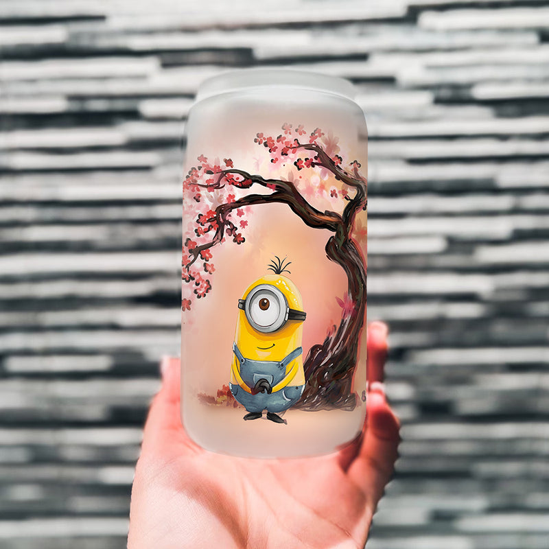 Minion Cherry Blossom Glass Can