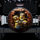 Minions Attacking Through A Brick Wall Car Spare Tire Cover