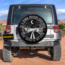 On A Dark Desert Highway B&W Car Spare Tire Cover