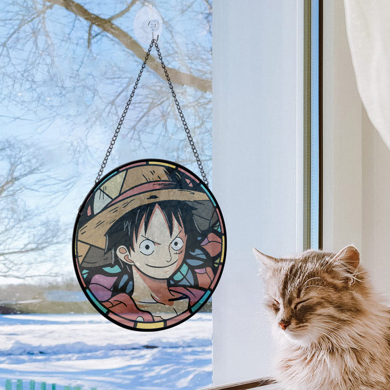 One Piece Pokemon Stained Glass Window Hanging Panel Suncatcher