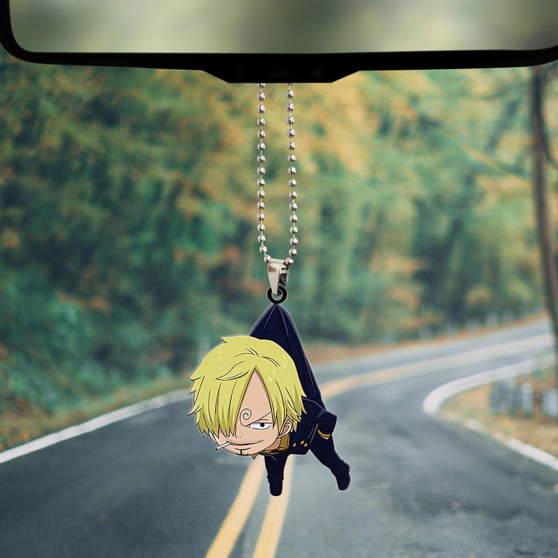 Anime One Piece Sanji Hanging Car Ornament Custom Car Accessories Decorations