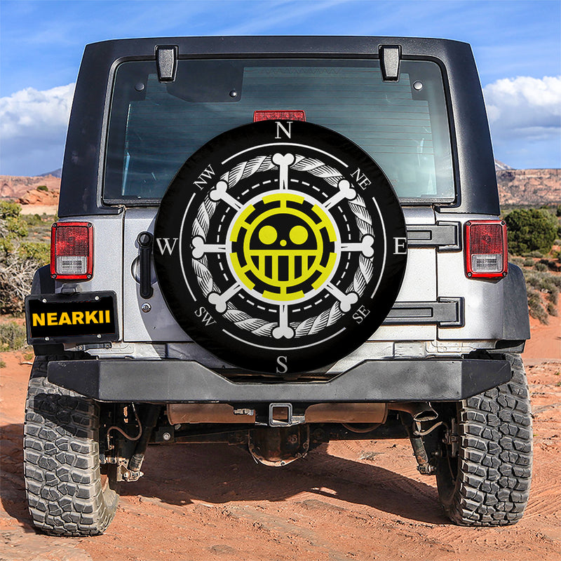 One Piece Anime Heart Pirates Trafalgar Law Logo Compass Car Spare Tire Covers Gift For Campers