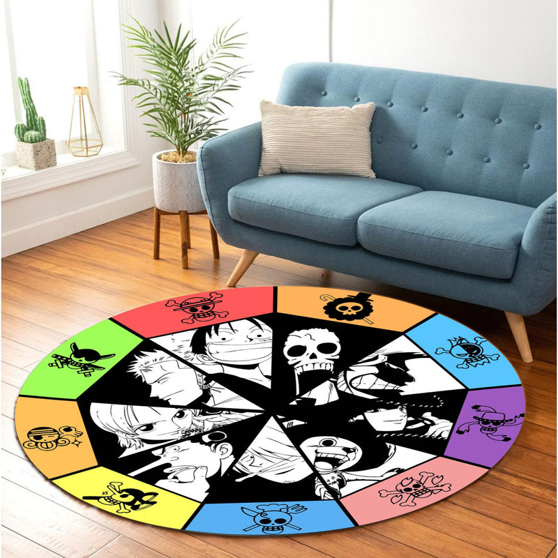One Piece Logo Round Carpet Rug Bedroom Livingroom Home Decor