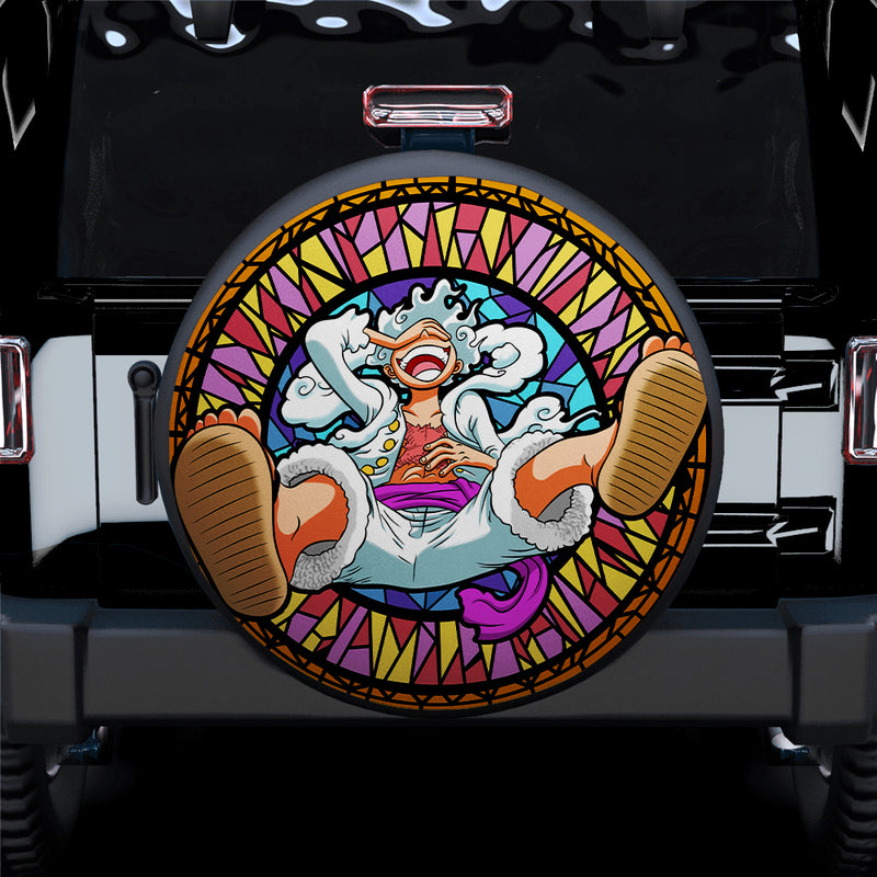 One Piece Luffy Gear 5 Stained Glass Car Spare Tire Covers Gift For Campers
