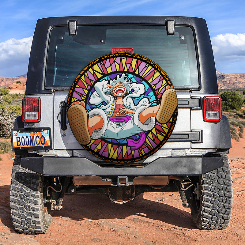 One Piece Luffy Gear 5 Stained Glass Car Spare Tire Covers Gift For Campers