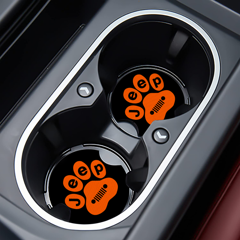 Orange Jeep Paw Car Coasters Auto Cup Holder