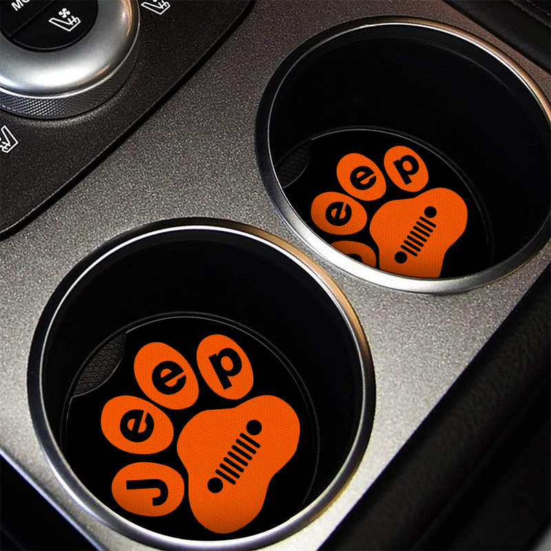 Orange Jeep Paw Car Coasters Auto Cup Holder