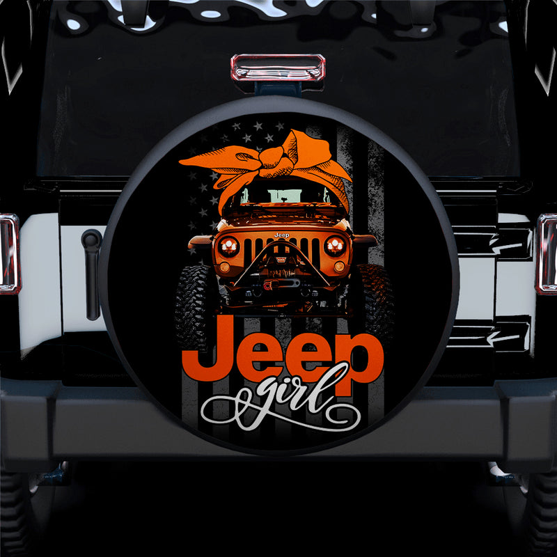 Orange Jeep Girl Car Spare Tire Covers Gift For Campers