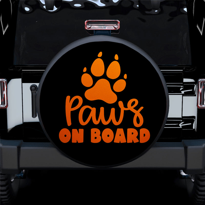 Paw On Board Orange Car Spare Tire Covers Gift For Campers